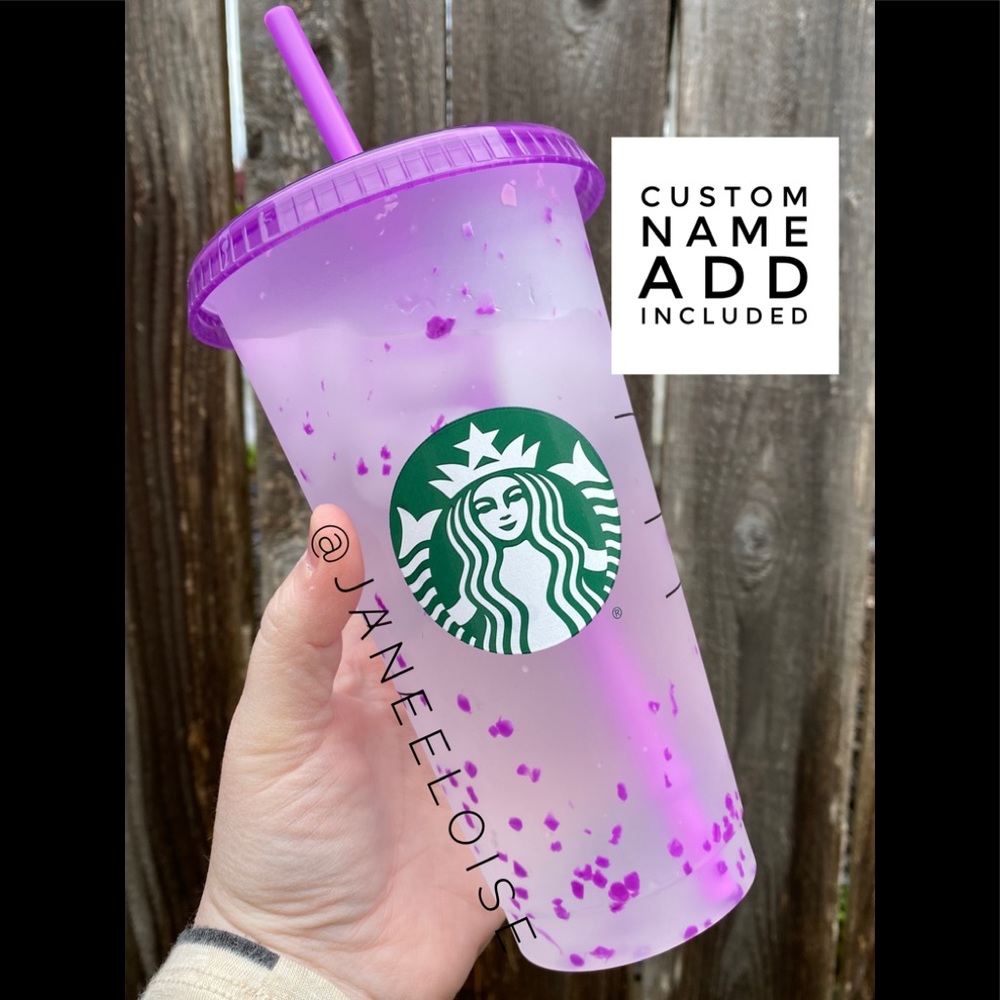 FINAL SALE🎉-Purple Custom Name Confetti Cup